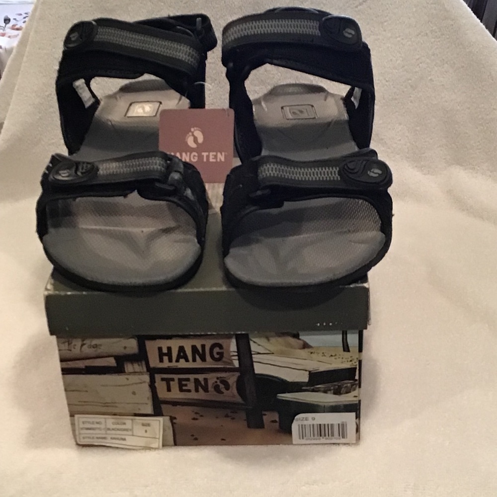 HANG TEN KAHUNA - men’s sandals  - SIZE 9 - BLACK